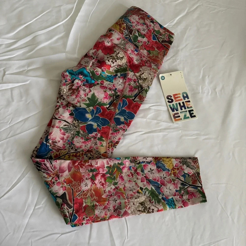 🆕🌸 Lululemon Seawheeze 2018 Fast and Free 7/8 Tight II Floral Cherry Blossom